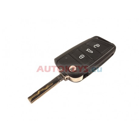 Original Light Used Flip Remote Key For Skoda : 434MHz : 6V0959752D : 3 Buttons